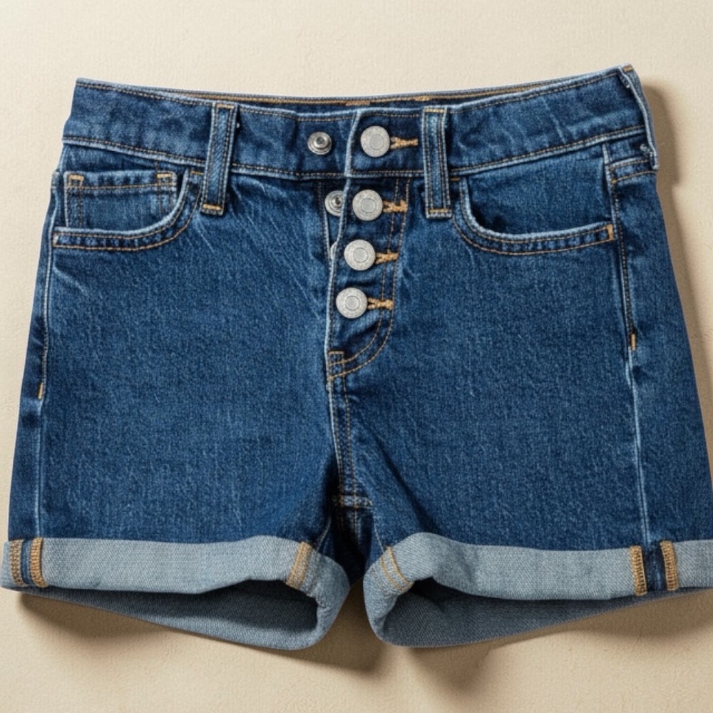 Old Navy Girls' Blue Denim Button-Front Rolled Shorts